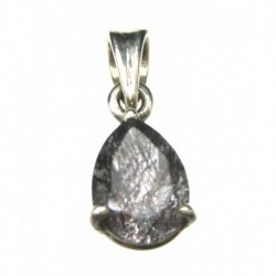 Anhänger Goethitquarz facettiert Tropfen, 8x20 mm, Krampenfassung, 925er Silber