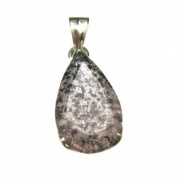 Anhänger Goethitquarz facettiert Tropfen, 11x30 mm, Krampenfassung, 925er Silber