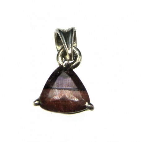 Anhänger Goethitquarz facettiert mehrfarbig Dreieck, 9x16 mm, Krampenfassung, 925er Silber