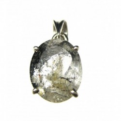 Anhänger Goethitquarz facettiert Oval,10x22 mm, Krampenfassung, 925er Silber