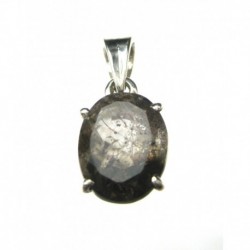 Anhänger Goethitquarz facettiert Oval, 9x20 mm, Krampenfassung, 925er Silber
