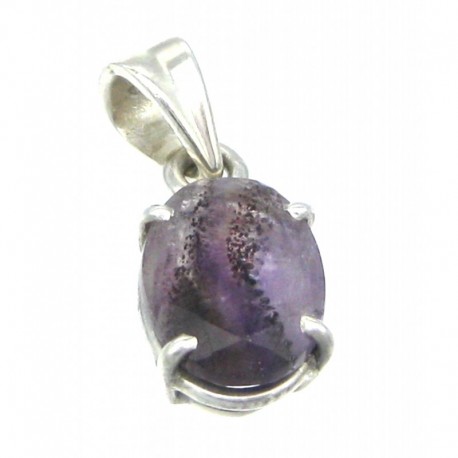 Anhänger Goethitquarz facettiert Oval, 8x20 mm, Krampenfassung, 925er Silber