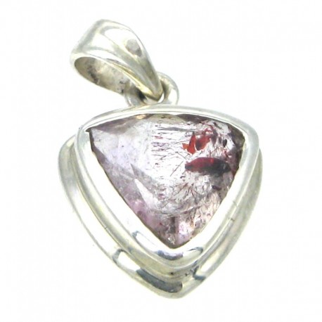 Anhänger Goethitquarz facettiert Dreieck abgerundet, 16x25 mm, 925er Silber