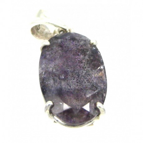 Anhänger Goethitquarz facettiert Oval, 12x29 mm, Krampenfassung, 925er Silber
