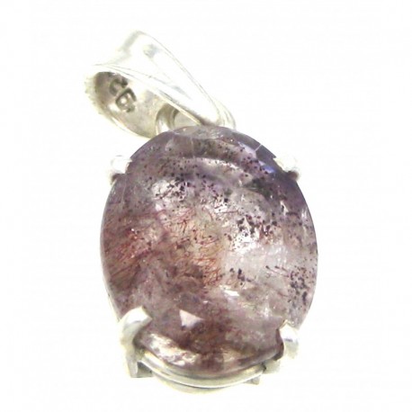 Anhänger Goethitquarz facettiert mehrfarbig Oval, 9x25 mm, Krampenfassung, 925er Silber