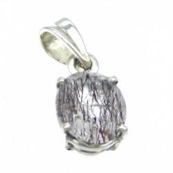 Anhänger Goethitquarz facettiert Oval, 8x20 mm, Krampenfassung, 925er Silber