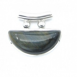 Anhänger Falkenauge Pipe Halbkreis, 30x25 mm