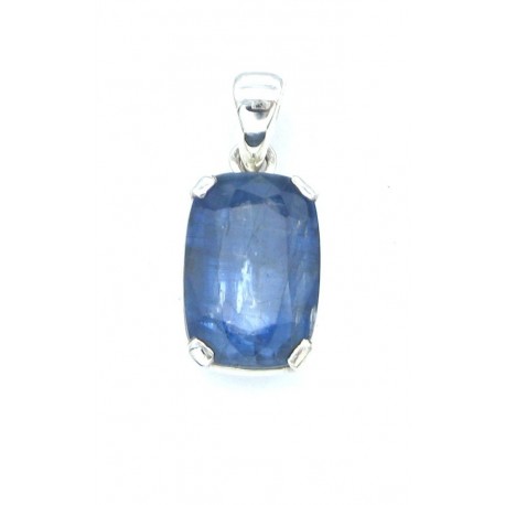 Anhänger Disthen Rechteck facettiert, 12x25 mm, 925er Silber