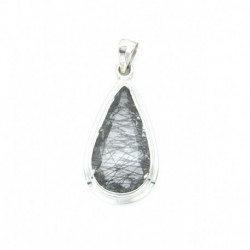 Anhänger Goethitquarz Tropfen, 29x44 mm, 925er Silber