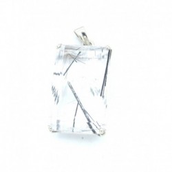 Anhänger Goethitquarz Rechteck facettiert, ca. 25x43 mm, 925er Silber