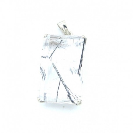 Anhänger Goethitquarz Rechteck facettiert, ca. 25x43 mm, 925er Silber