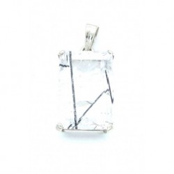 Anhänger Goethitquarz Rechteck facettiert, ca. 18x38 mm, 925er Silber