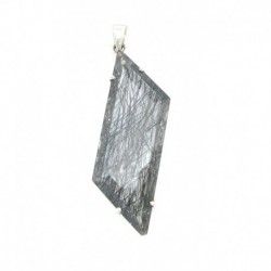 Anhänger Goethitquarz Parralelogram facettiert, 32x62 mm, 925er Silber