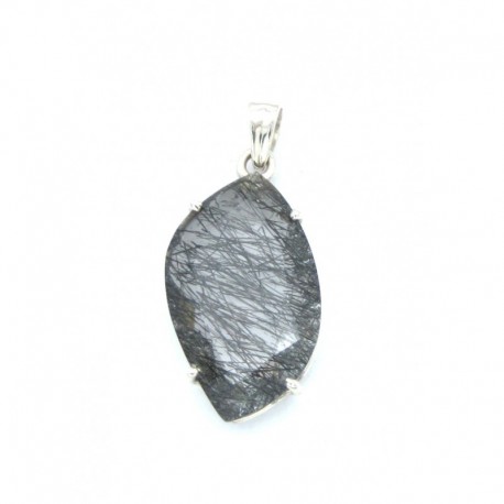 Anhänger Goethitquarz Auge facettiert, 21x41 mm, 925er Silber