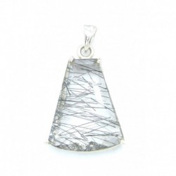 Anhänger Goethitquarz Trapez facettiert, 25x38 mm, 925er Silber