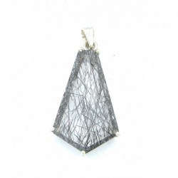 Anhänger Goethitquarz Drachenfünfeck facettiert, 25x54 mm, 925er Silber