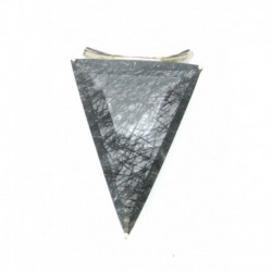 Anhänger Goethitquarz Pipe Dreieck facettiert, 31x45 mm, 925er Silber