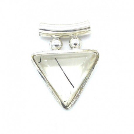 Anhänger Goethitquarz Pipe Dreieck, 23x34 mm, 925er Silber