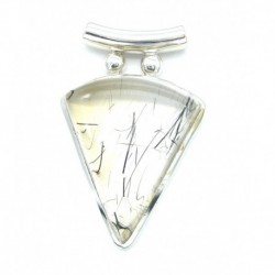 Anhänger Goethitquarz Pipe Dreieck, 29x47 mm, 925er Silber