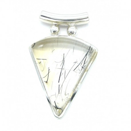 Anhänger Goethitquarz Pipe Dreieck, 29x47 mm, 925er Silber