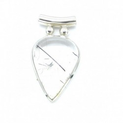 Anhänger Goethitquarz Pipe Tropfen, 24x43 mm, 925er Silber