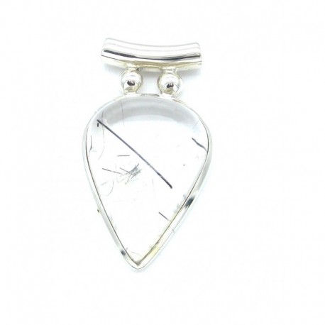 Anhänger Goethitquarz Pipe Tropfen, 24x43 mm, 925er Silber