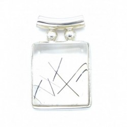 Anhänger Goethitquarz Pipe Quadrat, 28x43 mm, 925er Silber