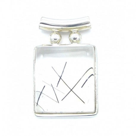 Anhänger Goethitquarz Pipe Quadrat, 28x43 mm, 925er Silber