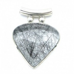 Anhänger Goethitquarz Pipe Dreieck, 37x42 mm, 925er Silber