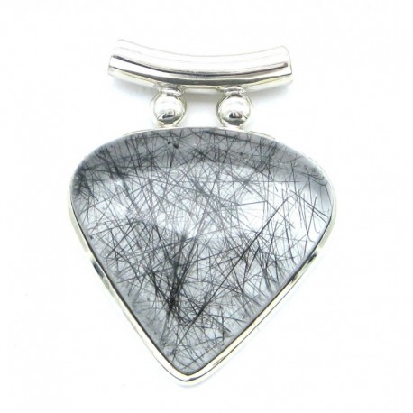 Anhänger Goethitquarz Pipe Dreieck, 37x42 mm, 925er Silber