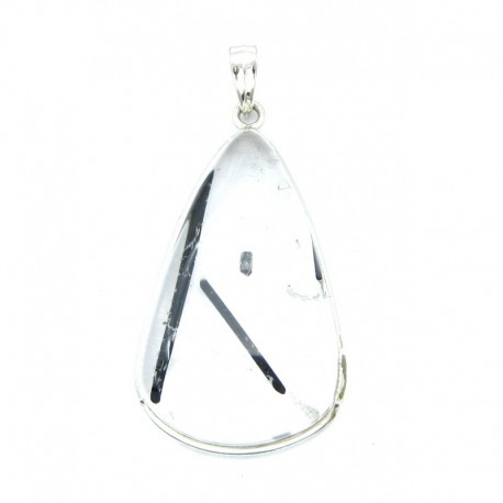 Anhänger Goethitquarz Träne, 38x52 mm, 925er Silber