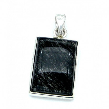 Anhänger Goethitquarz Rechteck, 26x31 mm, 925er Silber