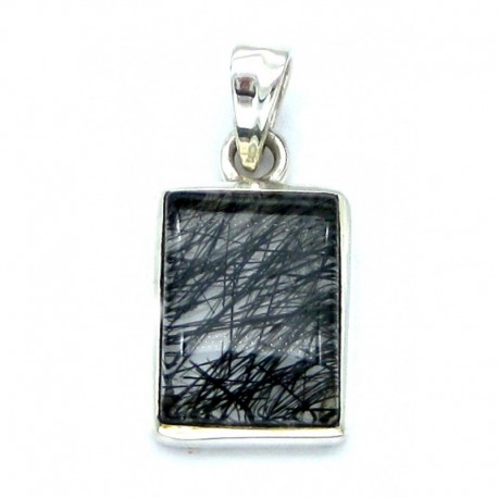 Anhänger Goethitquarz Rechteck, 14x28 mm, 925er Silber