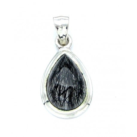 Anhänger Goethitquarz Tropfen, ca. 12x24 mm, 925er Silber