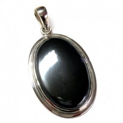 Anhänger Hämatit Oval, 20x40 mm, 925er Silber
