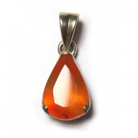 Anhänger Carneol (erhitzt) facettiert Tropfen, 11x22 mm, 925er Silber