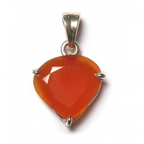 Anhänger Carneol (erhitzt) facettiert Tropfen, 13x21 mm, 925er Silber