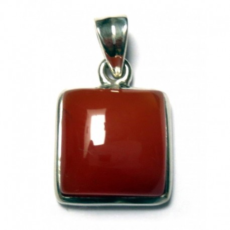 Anhänger Carneol (erhitzt) Quadrat, 14x24 mm, 925er Silber