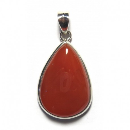 Anhänger Carneol (erhitzt) Tropfen, 21x35 mm, 925er Silber