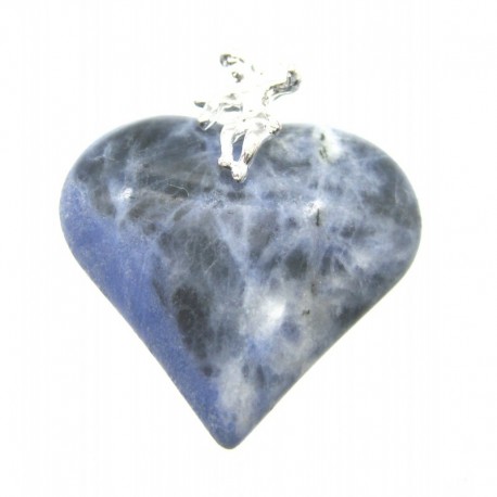 Herz-Anhänger Sodalith mit Schutzengel (Silber) 25 mm