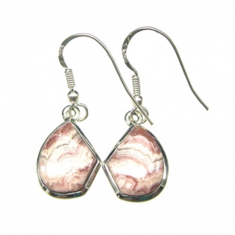 Ohrhänger Rhodochrosit Freeform, 13x19 mm, offener Ohrhaken, 925er Silber