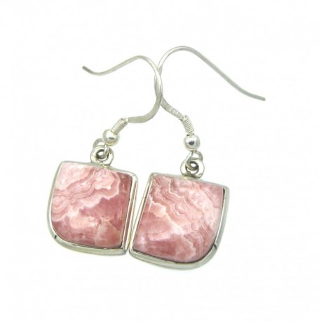 Ohrhänger Rhodochrosit Freeform, 13x18 mm, offener Ohrhaken, 925er Silber