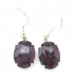 Ohrhänger Rubin Oval facettiert 12x35 mm, 925er Silber