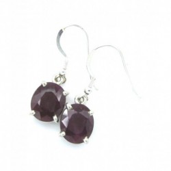 Ohrhänger Rubin Oval facettiert 10x31 mm, 925er Silber