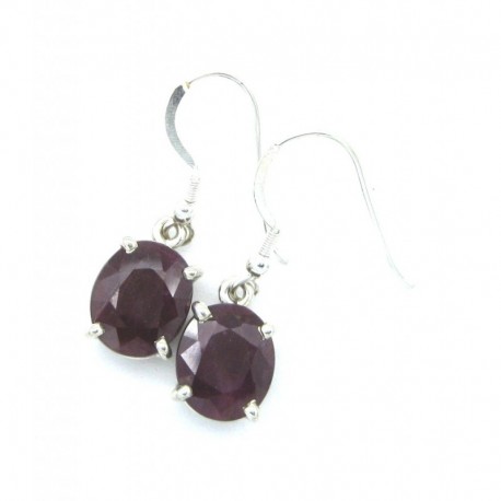 Ohrhänger Rubin Oval facettiert 10x31 mm, 925er Silber