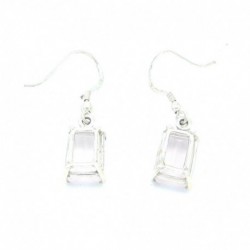 Ohrhänger Rosenquarz facettiert 8x13 mm, 925er Silber