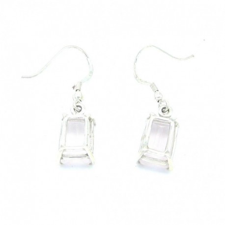 Ohrhänger Rosenquarz facettiert 8x13 mm, 925er Silber