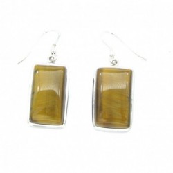 Ohrhänger Tigerauge Rechteck, 26x16 mm, 925er Silber
