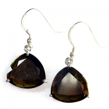 Ohrhänger Turmalin gelb-grün facettiert 17 mm, 925er Silber