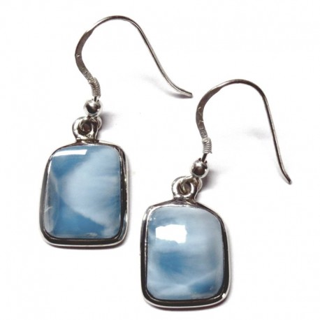 Ohrhänger Larimar Rechteck, 12x14 mm, 925er Silber